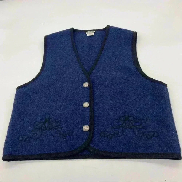 L.L.Bean Women’s 100% Wool Embroidered Vest Size Large Made in Austria - Picture 5 of 12